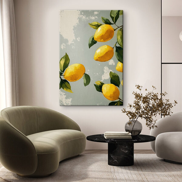 Schilderij van citroenen op een boom Canvas Schilderijen Schilderij van citroenen op een boom