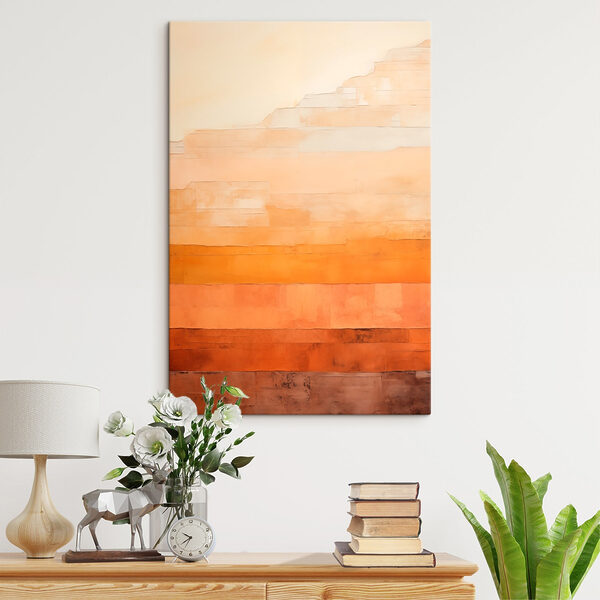 Muur met oranje en witte strepen Canvas Schilderijen Muur met oranje en witte strepen