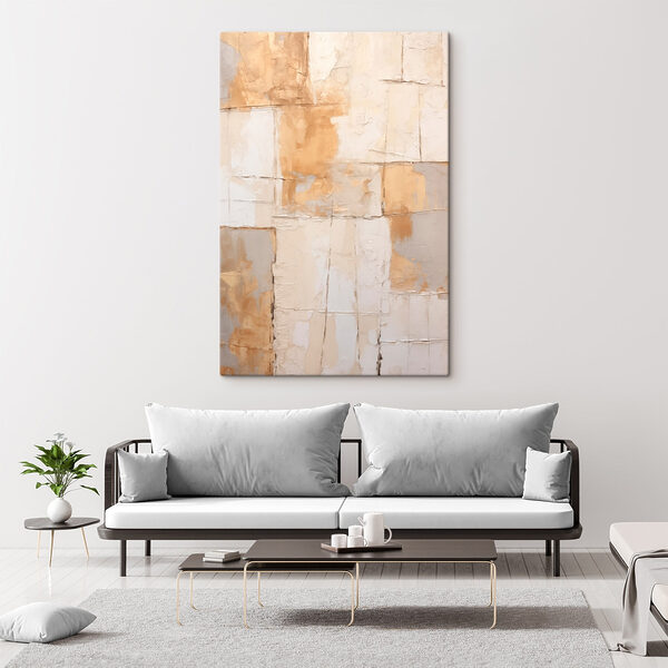 Muur met witte en bruine verf Canvas Schilderijen Muur met witte en bruine verf