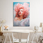 Canvas Schilderijen Vrouw met roze haar