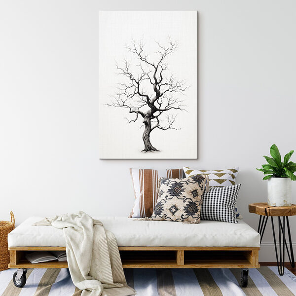 Zwart-wit tekening van een boom Canvas Schilderijen Zwart-wit tekening van een boom