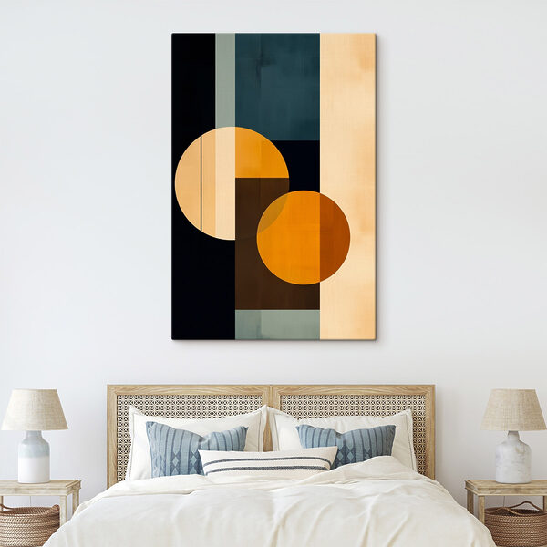 Kleurrijk kunstwerk met cirkels en vierkanten Canvas Schilderijen Kleurrijk kunstwerk met cirkels en vierkanten