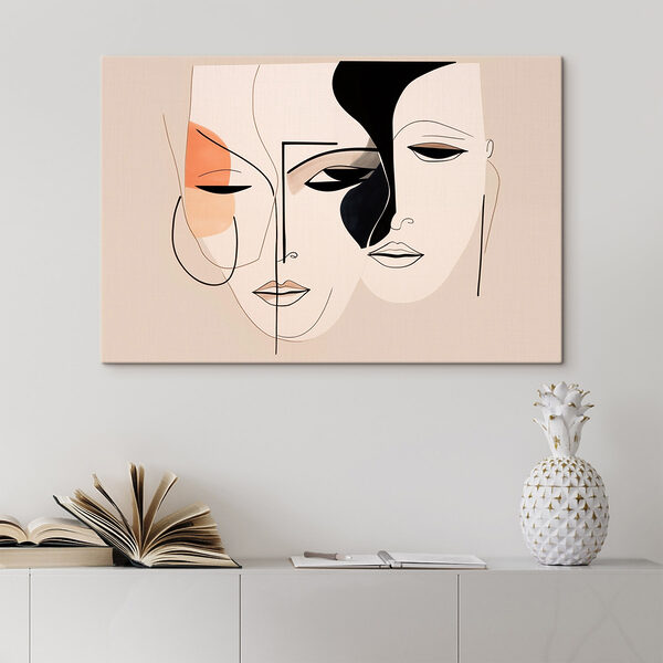 Tekening van gezichten met verschillende kleuren Canvas Schilderijen Tekening van gezichten met verschillende kleuren