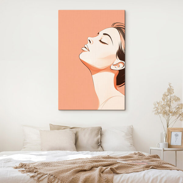 Elegant profiel tegen een zachte achtergrond Canvas Schilderijen Elegant profiel tegen een zachte achtergrond