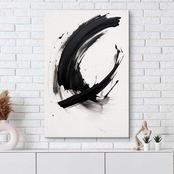 Zwarte penseelstreek op een witte achtergrond Canvas Schilderijen Zwarte penseelstreek op een witte achtergrond