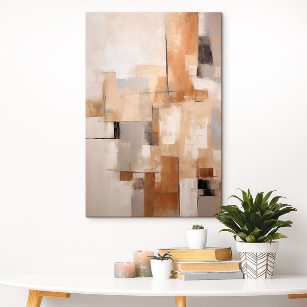 Schilderij van een witte en bruine muur Canvas Schilderijen Schilderij van een witte en bruine muur