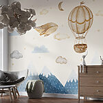 Fotobehang Walvis en heteluchtballon in de lucht