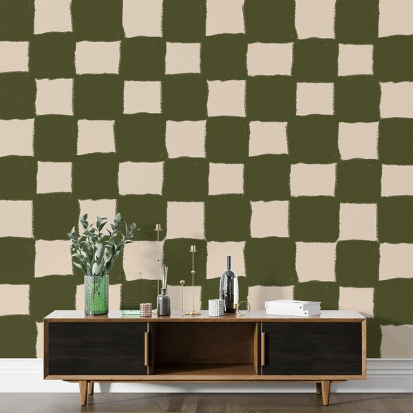 Groen en wit ruitpatroon Fotobehang Groen en wit ruitpatroon