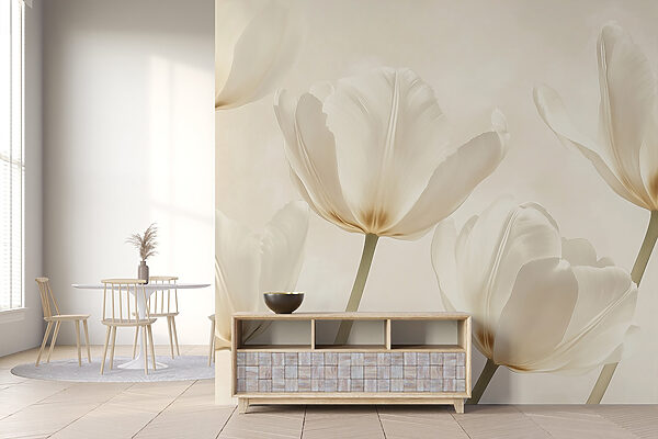 Groep witte bloemen Fotobehang Groep witte bloemen