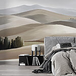 Fotobehang Landschap van heuvels en bomen