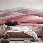 Fotobehang Landschap van heuvels met bomen