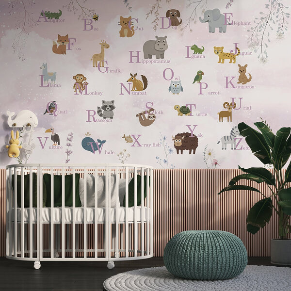 Poster met dieren en letters Fotobehang Poster met dieren en letters