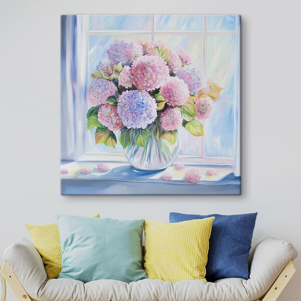Schilderij van een vaas met bloemen Canvas Schilderijen Schilderij van een vaas met bloemen