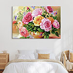 Canvas Schilderijen Schilderij van bloemen in een kom