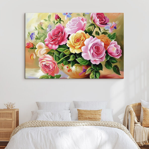 Schilderij van bloemen in een kom Canvas Schilderijen Schilderij van bloemen in een kom