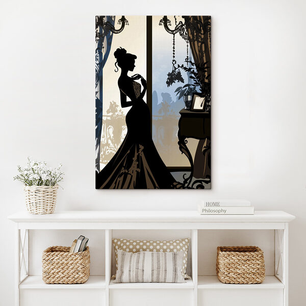Canvas Schilderijen Canvas Schilderijen Silhouet van een vrouw in een jurk (Artikelnummer: s44227)