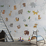 Fotobehang Groep dieren met letters