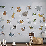 Fotobehang Groep dieren met letters