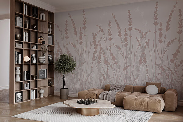Serene botanische illustratie in zachte tinten Fotobehang Serene botanische illustratie in zachte tinten