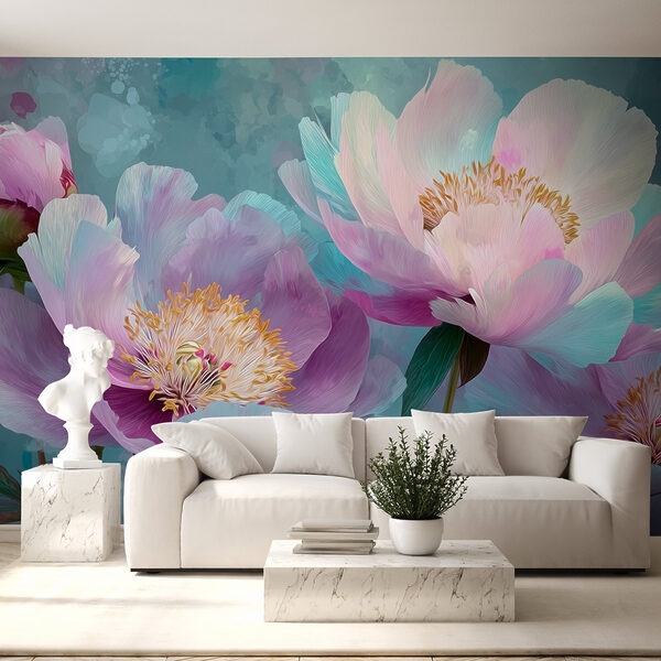 Delicate bloemen in zachte pasteltinten Fotobehang Delicate bloemen in zachte pasteltinten