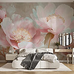 Fotobehang Delicate bloemblaadjes in zachte pasteltinten