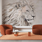 Fotobehang Witte leeuw met lang haar
