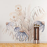 Fotobehang Aquarel van bloemen en planten