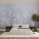 Fotobehang Groep bomen in mist