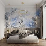 Fotobehang Groep blauwe bloemen