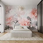 Fotobehang Groep roze bloemen