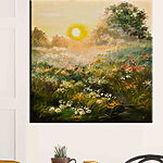 Canvas Schilderijen Schilderij van een bloemenveld