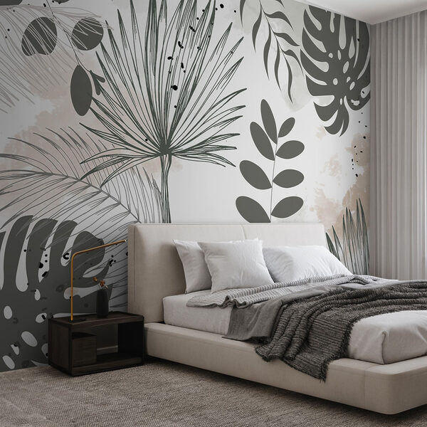 Op de natuur geïnspireerde botanische illustratieontwerpen Fotobehang Op de natuur geïnspireerde botanische illustratieontwerpen