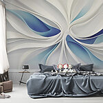 Fotobehang Witte en blauwe swirls