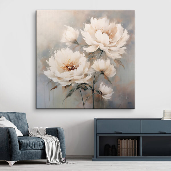 Schilderij van witte bloemen Canvas Schilderijen Schilderij van witte bloemen