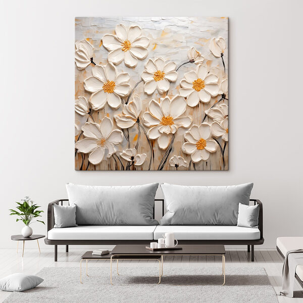 Schilderij van witte bloemen Canvas Schilderijen Schilderij van witte bloemen