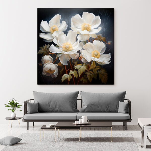 Schilderij van witte bloemen Canvas Schilderijen Schilderij van witte bloemen