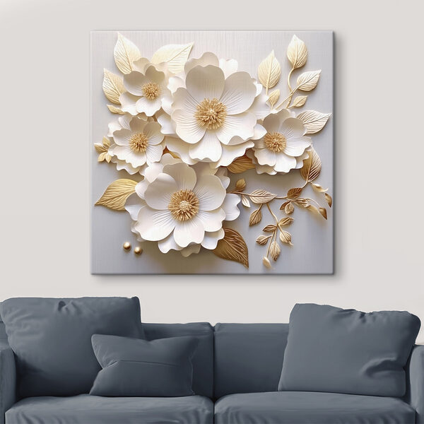 Elegant papieren bloemstuk Canvas Schilderijen Elegant papieren bloemstuk