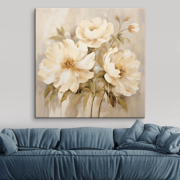Schilderij van bloemen op een muur Canvas Schilderijen Schilderij van bloemen op een muur