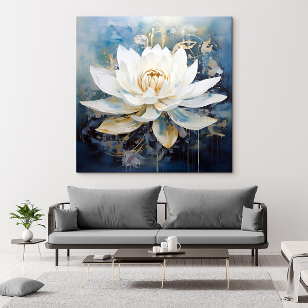 Schilderij van een witte bloem Canvas Schilderijen Schilderij van een witte bloem