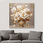 Canvas Schilderijen Vaas met witte bloemen