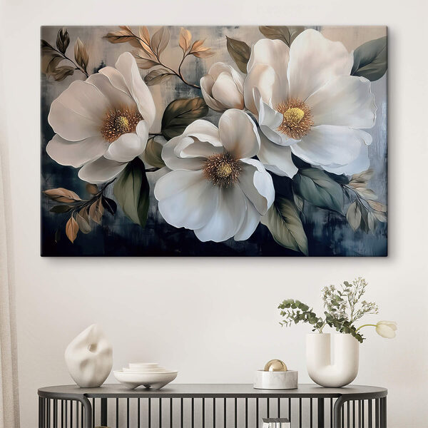 Schilderij van witte bloemen Canvas Schilderijen Schilderij van witte bloemen
