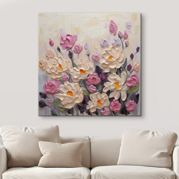 Schilderij van bloemen en bladeren Canvas Schilderijen Schilderij van bloemen en bladeren