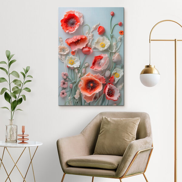 Groep bloemen op een wit oppervlak Canvas Schilderijen Groep bloemen op een wit oppervlak