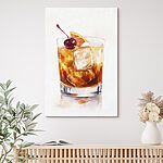 Canvas Schilderijen Glas met ijs en een kers bovenop