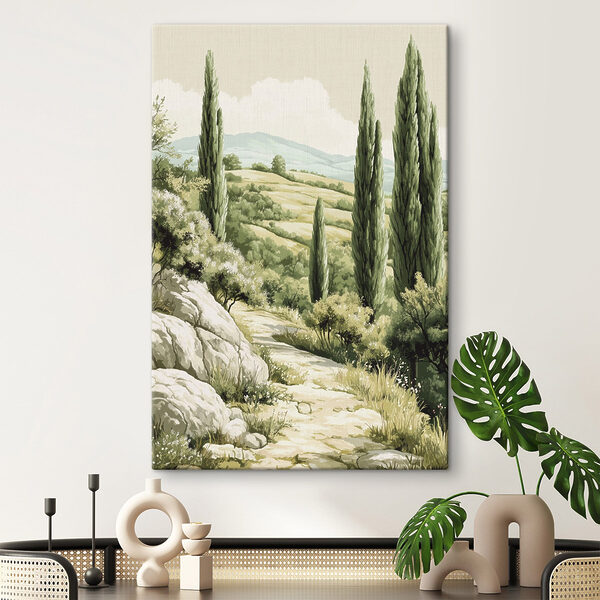 Landschap met bomen en heuvels Canvas Schilderijen Landschap met bomen en heuvels