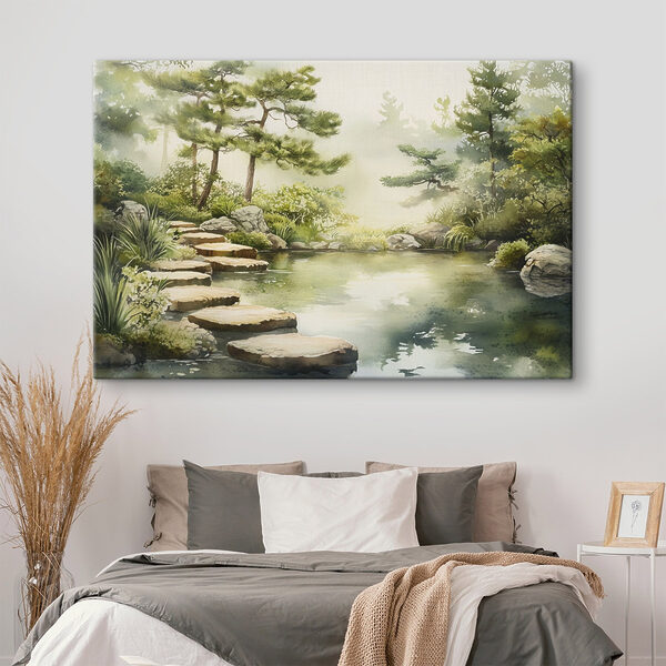 Water met een vijver en een pad ernaartoe Canvas Schilderijen Water met een vijver en een pad ernaartoe