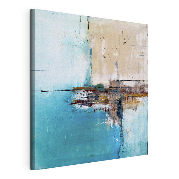 Canvas Schilderijen Abstracte tinten groenblauw en beige