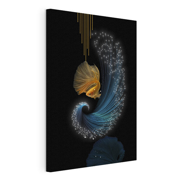 Canvas Schilderijen Elegante Betta Wervelingen in Neon Licht