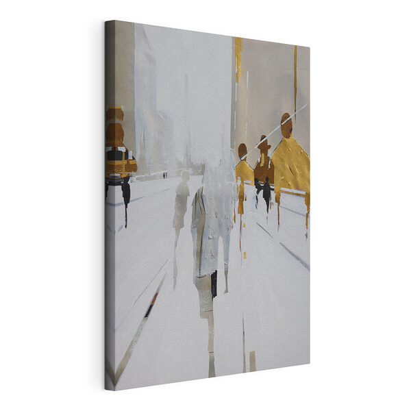 Abstracte figuren lopen in stedelijke nevel Canvas Schilderijen Abstracte figuren lopen in stedelijke nevel