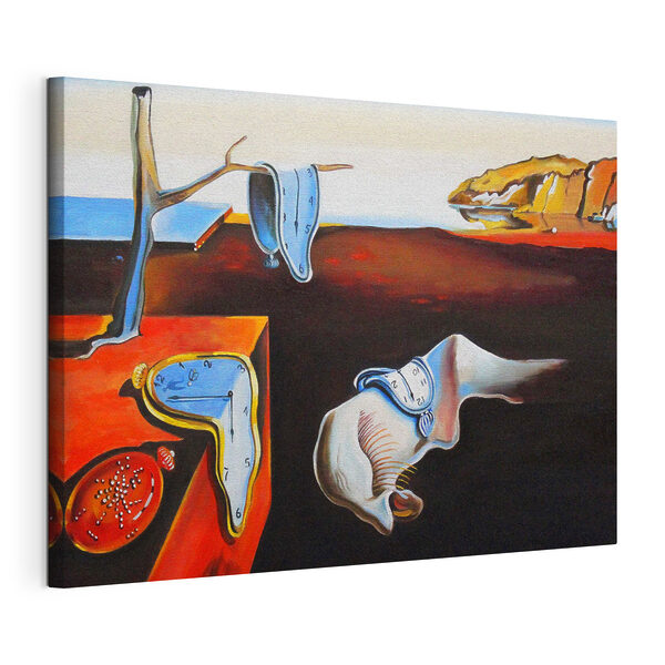 Smeltende klokken in surrealistisch landschap Canvas Schilderijen Smeltende klokken in surrealistisch landschap